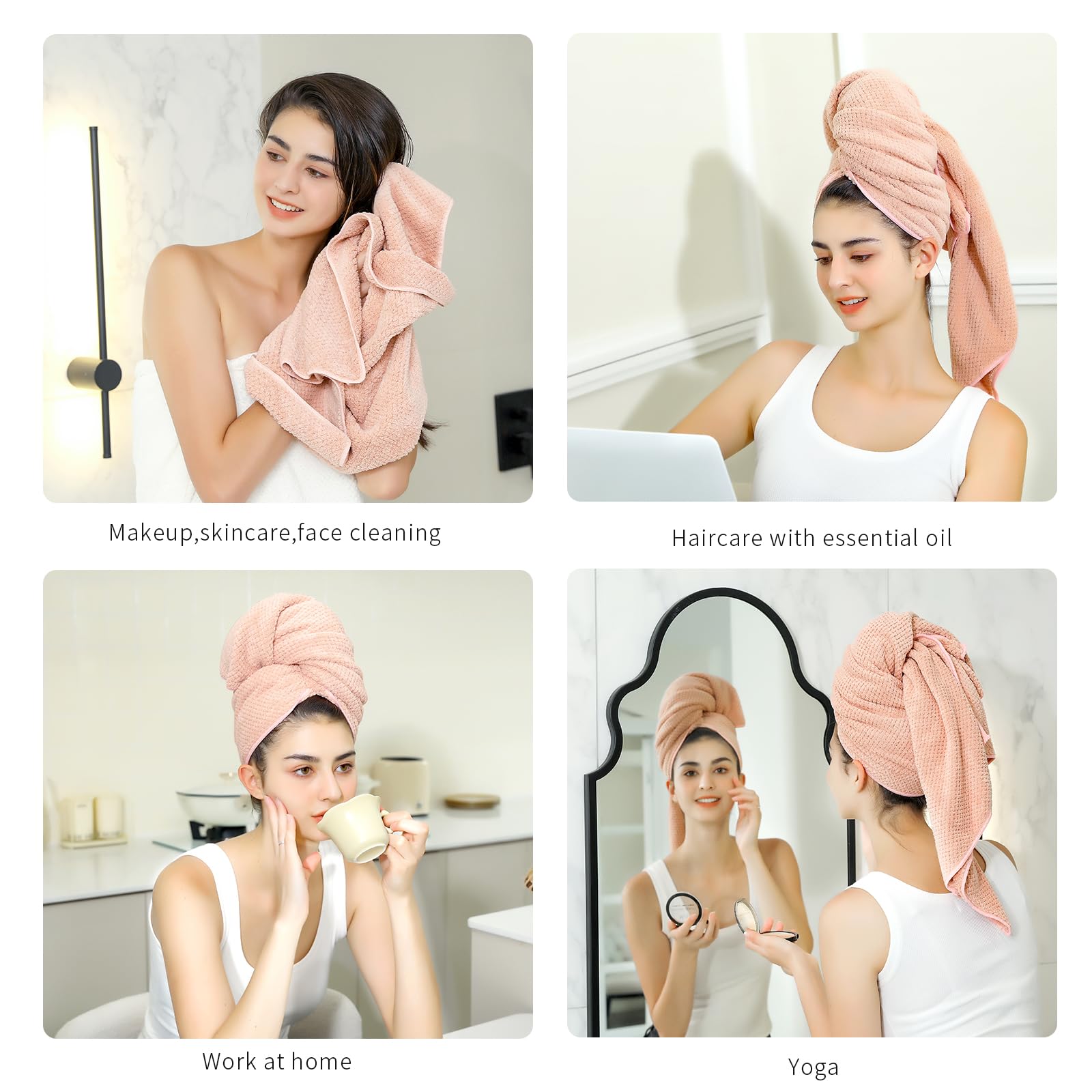 Laojbaba Microfiber Hair Towel Quick Dry Hair Towel Hair Drying Towels Suitable for All Kinds of Hair Ultra Absorbent Long and T